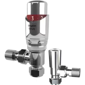 Image of Drayton Chrome Angled TRV4 & Lockshield Valve 15mm 705170 - 551956