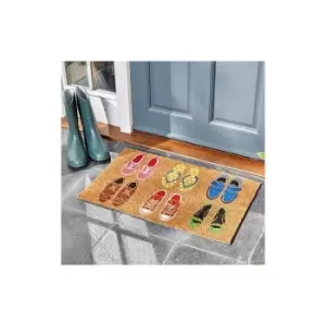 image of Marco Paul - Various Designs Decoir Doormat Door Mat Natural Look Mat Slip Resistant pvc Backing Safe Anti Slip Indoor Outdoor Use (Shoe-aholic