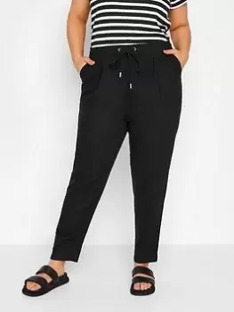 image of Yours Linen Joggers - Black, Size 16, Women