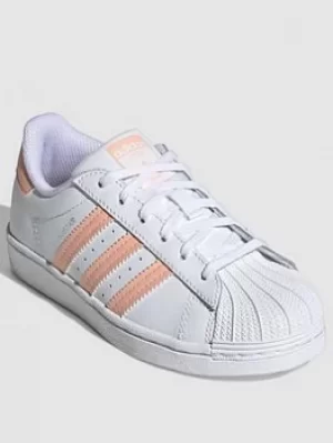 Image of adidas Originals Unisex Kids Superstar C, White/Pink, Size 13
