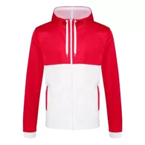 Image of AWDis Mens Cool Retro Track Zoodie (Large) (Fire Red/Arctic White)