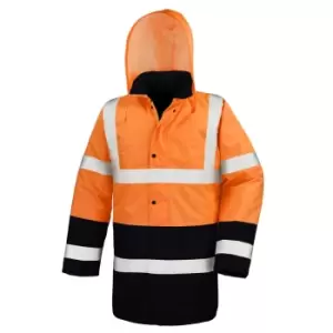Image of Result Mens Two Tone Safety Coat (3XL) (Fluorescent Orange/Black)