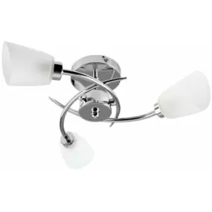 image of Minisun - 3 Way Spiral Ceiling Light with Frosted Glass Shades - Chrome - No Bulb