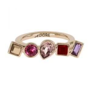 Image of Ladies Adore Rose Gold Plated Mixed Crystal Ring Size N