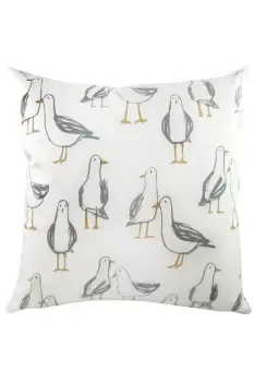 Image of Marine Seagull Line Drawn Printed Cushion