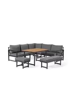 Image of Cordoba Corner Dining Set with Teak Table in Grey