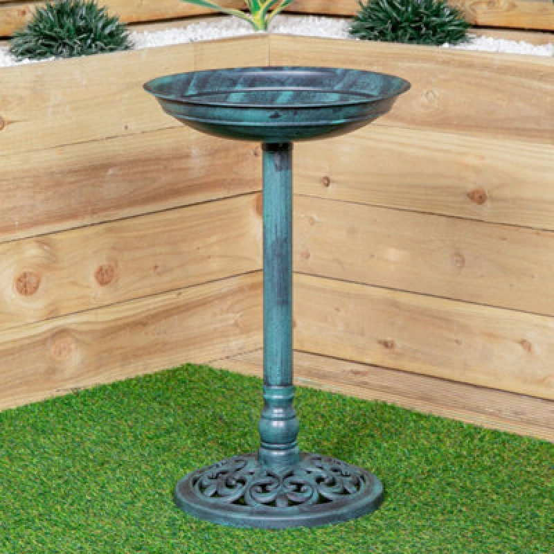 Image of Samuel Alexander 63Cm Verdi Green Traditional Garden Patio Resin Bird Bath