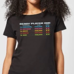 image of Ready Player One 8 Bit Scoreboard Womens T-Shirt - Black