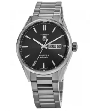 Image of Tag Heuer Carrera Calibre 5 Day-Date Automatic Black Dial Steel Mens Watch WAR201A.BA0723 WAR201A.BA0723