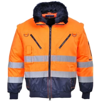 Image of Portwest - PJ50ONR4XL - sz 4XL Hi-Vis 3-in-1 Pilot Jacket - Orange/Navy