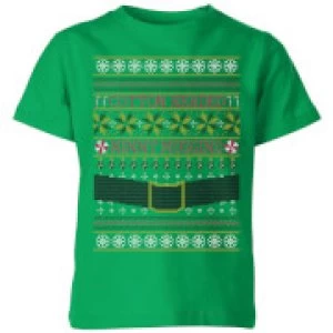 Image of Elf Kids Christmas T-Shirt - Kelly Green - 11-12 Years