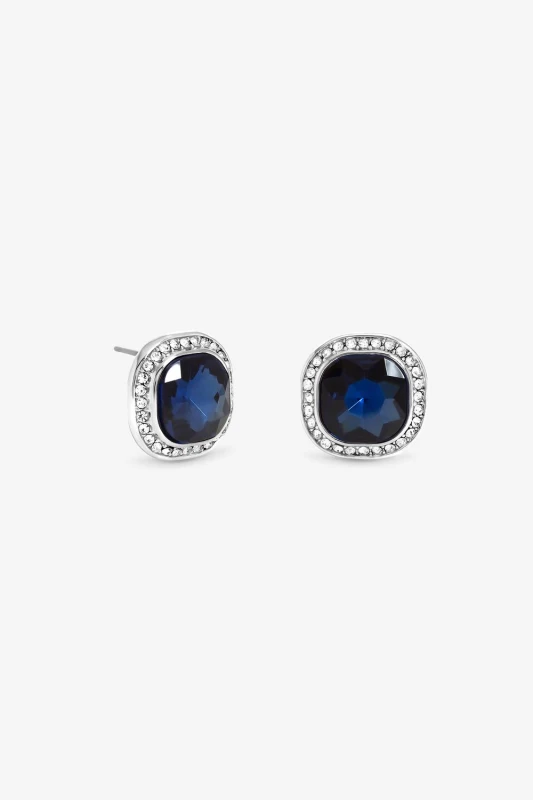 Image of Jon Richard Womens Rhodium Plated Sapphire Stud Earrings in Silver Silver Female One Size