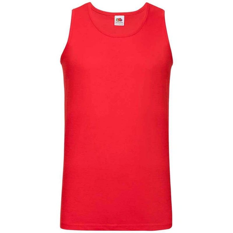 Image of Fruit Of The Loom Fruit of the Loom Men Athletic Vest Top in Red Size: Small Red S Male 5063470786589