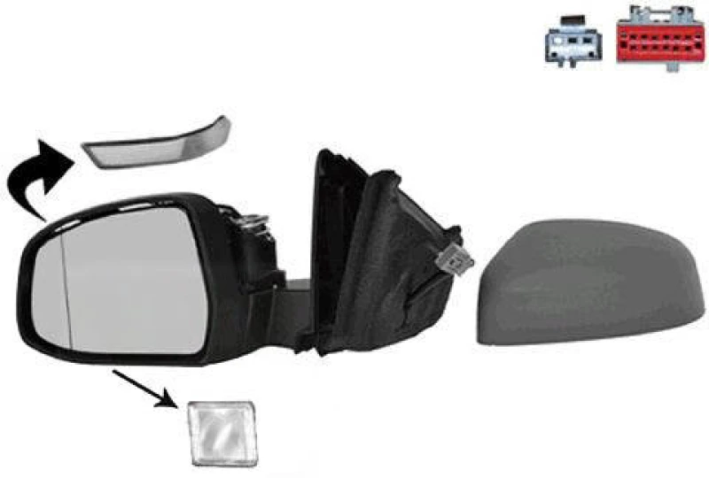 Image of VAN WEZEL 1882825 Wing mirror * HAGUS * Left, with memory, primed Outside Mirror (50)