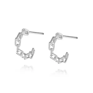Image of Daisy London Jewellery 925 Sterling Silver Greta Huggie Hoop Earrings Sterling Silver