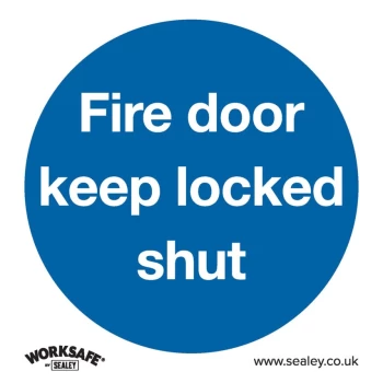 image of Safety Sign - Fire Door Keep Locked Shut- Self-Adhesive - Pack of 10