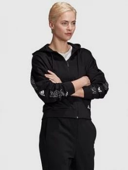 Image of Adidas Badge Of Sport Printed Full Zip Hoodie - Black