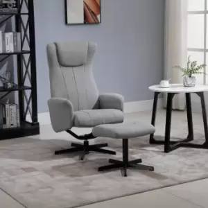 Image of HOMCOM Recliner and Ottoman Thick Padded Cushion Adjustable Back Light Grey