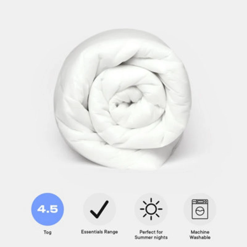 Image of OHS OHS 4.5 Tog Duvet Cool Summer Quilt Anti Allergy in White Size: Single White Single Unisex 5027434140336