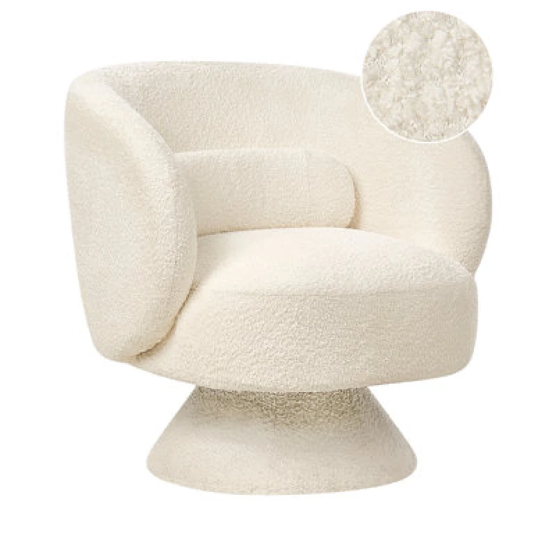 Image of Beliani Swivel Armchair Lieksa Boucle Off-White