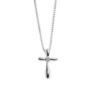 image of D for Diamond Childrens Silver & Diamond Slim Cross Necklace