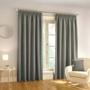 image of Enhanced Living Harvard Textured Blackout Pencil Pleat Curtains, Grey, 66 x 54 Inch