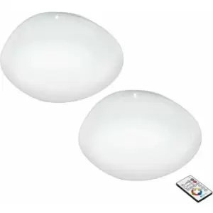 image of Loops - 2 pack Wall Flush Ceiling Light White Shade White Plastic Crystal Effect LED 24W