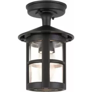 Image of IP43 1 Bulb Semi Flush Light Black LED E27 100W Bulb Outside External
