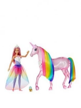 Image of Barbie Dreamtopia Magical Lights Unicorn With Princess Doll