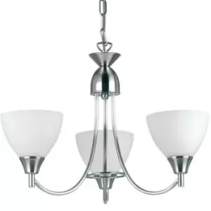 Image of Hanging Ceiling Pendant Light SATIN CHROME 3x Shade Lamp Bulb Holder Fitting