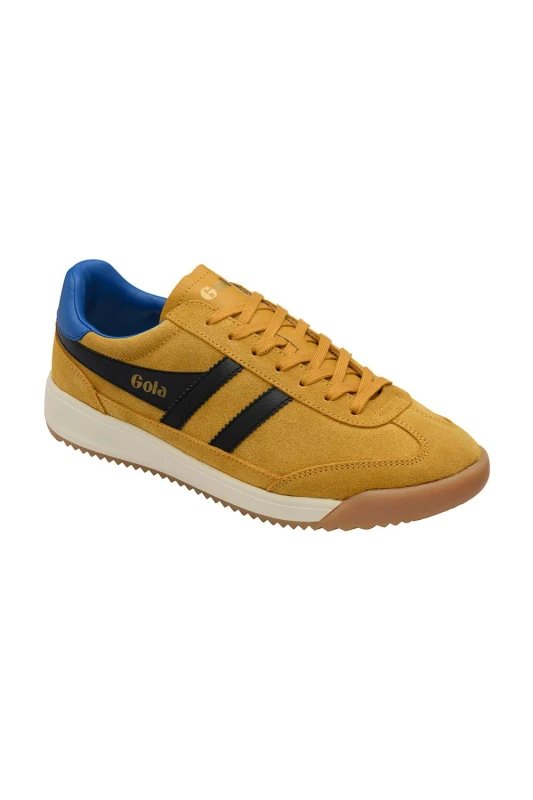 Image of Gola Classics Mens 'Tornado 88' Suede Lace-Up Trainers in Yellow Size: 8 Yellow Male 8