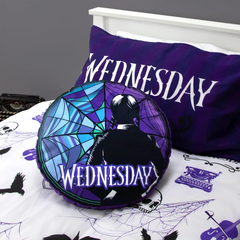 Image of Wednesday Addams Round Cushion Black