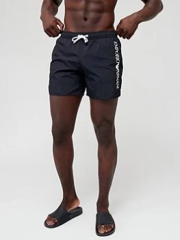 Image of Emporio Armani Classic Logo Swim Shorts - Black, Size 50, Men