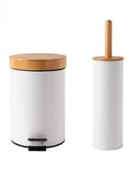 image of Sabichi Bamboo Bathroom Bin & Toilet Brush Set