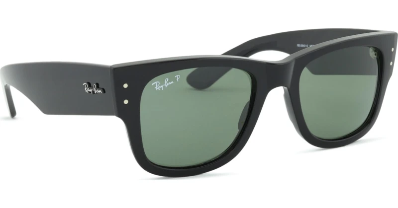 Image of Ray-Ban Ray-Ban Men Square Polished Black Green Polarized RB0840S Mega Wayfarer Black One Size Male 8056597720687