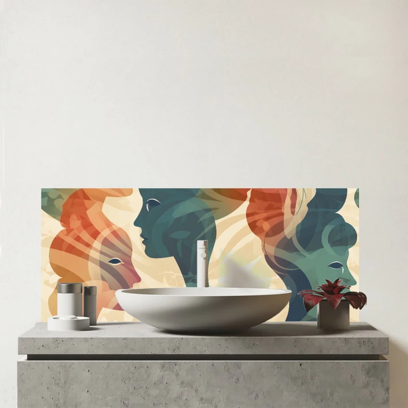 Image of Warren Reed - Designer Coloured Silhouette Glass Bathroom Splashback in Green Green Unisex