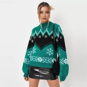 image of Missguided Christmas Jumper - Green