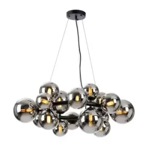 image of Luminosa Marshall Circular Ceiling Pendant, 16 Light G9, Satin Black, Chrome Plated Glass