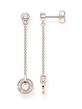 Thomas Sabo Rose Gold Circle, White Crystal Drop Earrings