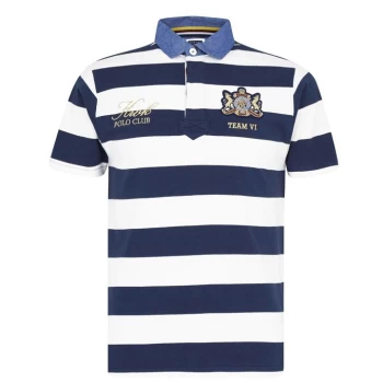 Howick Short Sleeve Rugby Polo Shirt - Navy Stripe