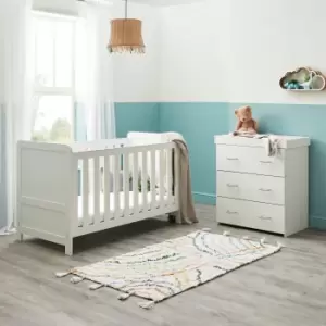 image of Babymore Caro 2 Piece Nursery Furniture Set White