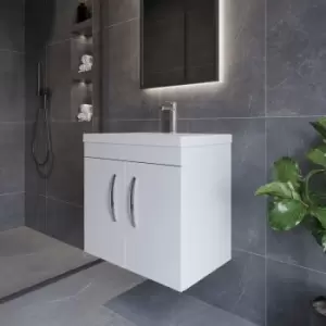 Image of Nuie - Athena Wall Hung 2-Door Vanity Unit with Basin-1 600mm Wide - Gloss White