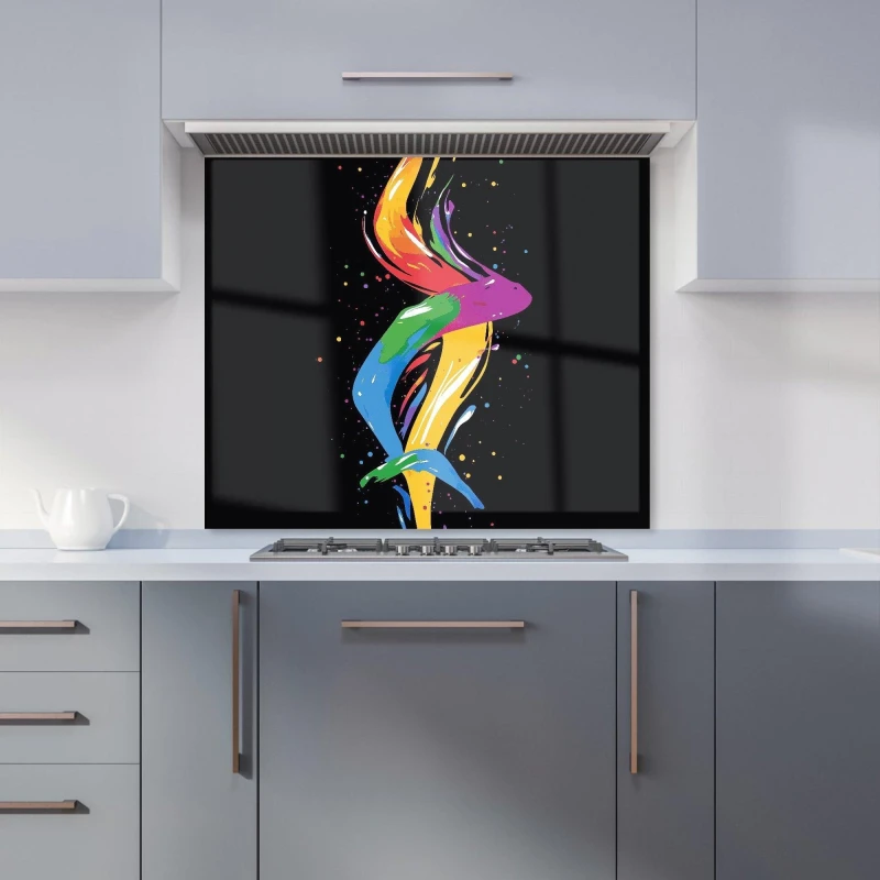Image of Warren Reed - Designer Vibrant Flow: Abstract Pride Fish Kitchen Splashback in White Size: 600mm x 750mm White Unisex 600mm x 750mm