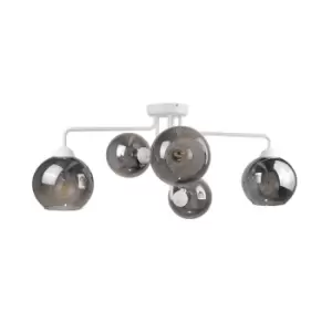 Image of Cosmo Multi Arm Semi Flush Ceiling Light White, 70cm, 5x E27