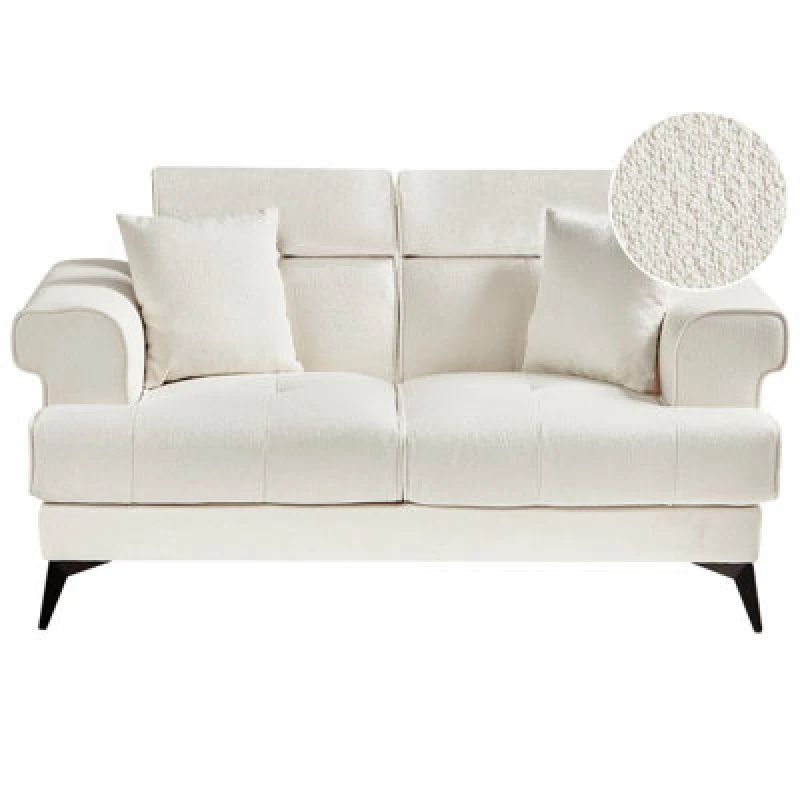 Image of Beliani Sofa 2 Seater Skive Boucle White