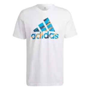 image of adidas Essentials Single Jersey Camo Print T-Shirt Mens - White