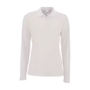 Image of SOLS Womens/Ladies Perfect Long Sleeve Pique Polo Shirt (L) (White)