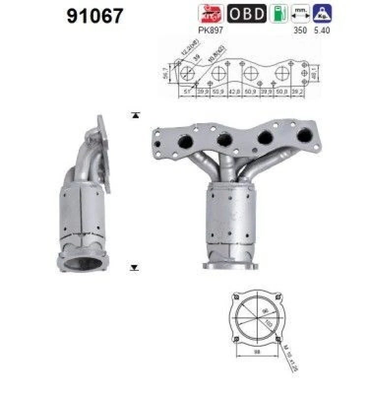 Image of AS Catalytic converter AS 91067