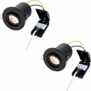 Image of 2 pack Tiltable Recessed Ceiling Downlight - 50W GU10 Reflector - Fire Rated