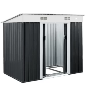 image of Garden Shed Anthracite/White Metal 6x4ft with Pent Roof